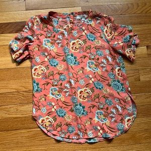 Loft Peach Floral Blouse